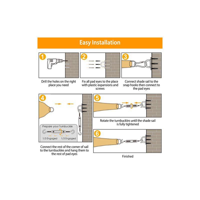 LakeForest"Stainless Steel Sun Shade Sail Hardware Kit for Easy Installation of Rectangular & Square Sails"Silver