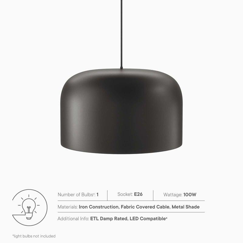 Contemporary Black Bowl LED Pendant Light for Indoor/Outdoor