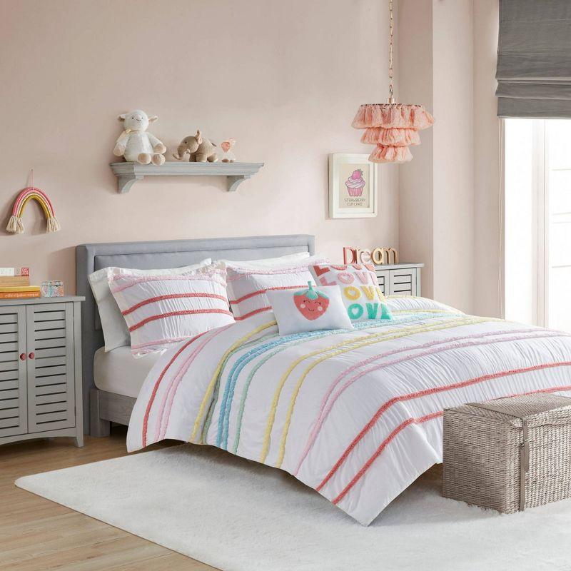 Haisley Cotton Chenille Stripe Duvet Cover Set