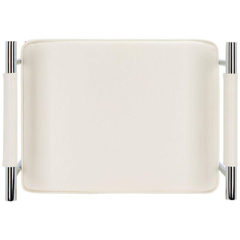 Pim Small Rectangle Bench W/ Arms - White/Chrome - Safavieh