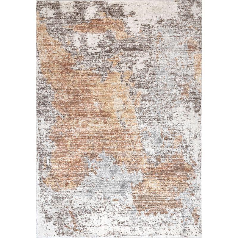 Ryann Light Grey and Beige Abstract 4' x 6' Synthetic Area Rug