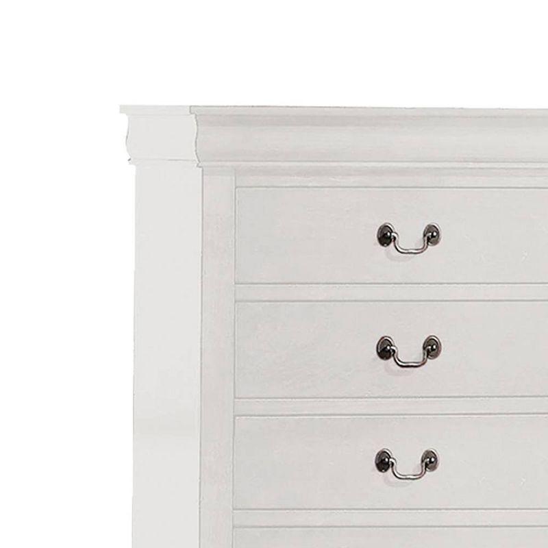 31" Louis Philippe Chest White - Acme Furniture: Brushed Nickel Hardware, 5 Drawers