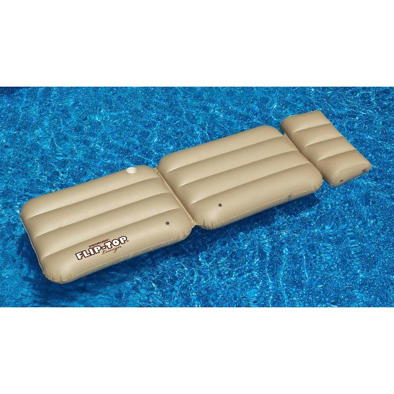 Swimline 88" Adjustable Flip-Top Inflatable Swimming Pool Lounger Raft - Beige