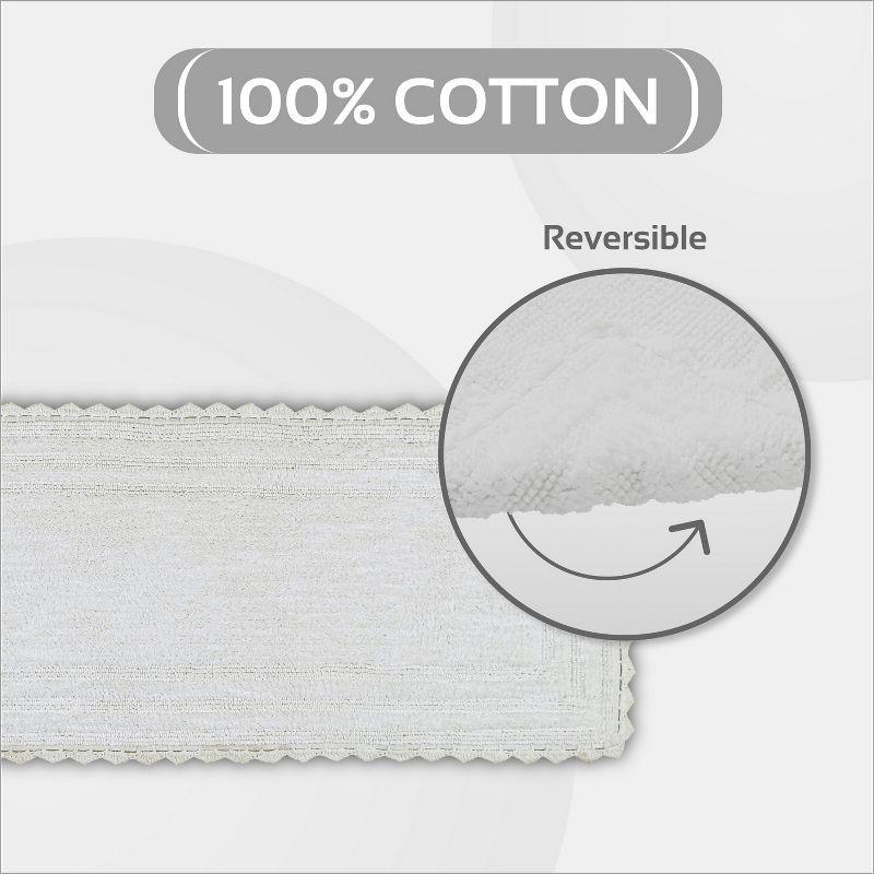 Better Trends Lilly Crochet 100% Cotton Tufted Reversible Bath Rug 20" x 60" Runner - White