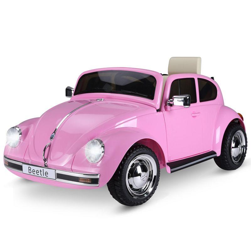 Aosom Licensed Volkswagen Beetle Electric Kids Ride-On Car 6V Battery Powered Toy with Remote Control Music Horn Lights MP3 for 3-6 Years