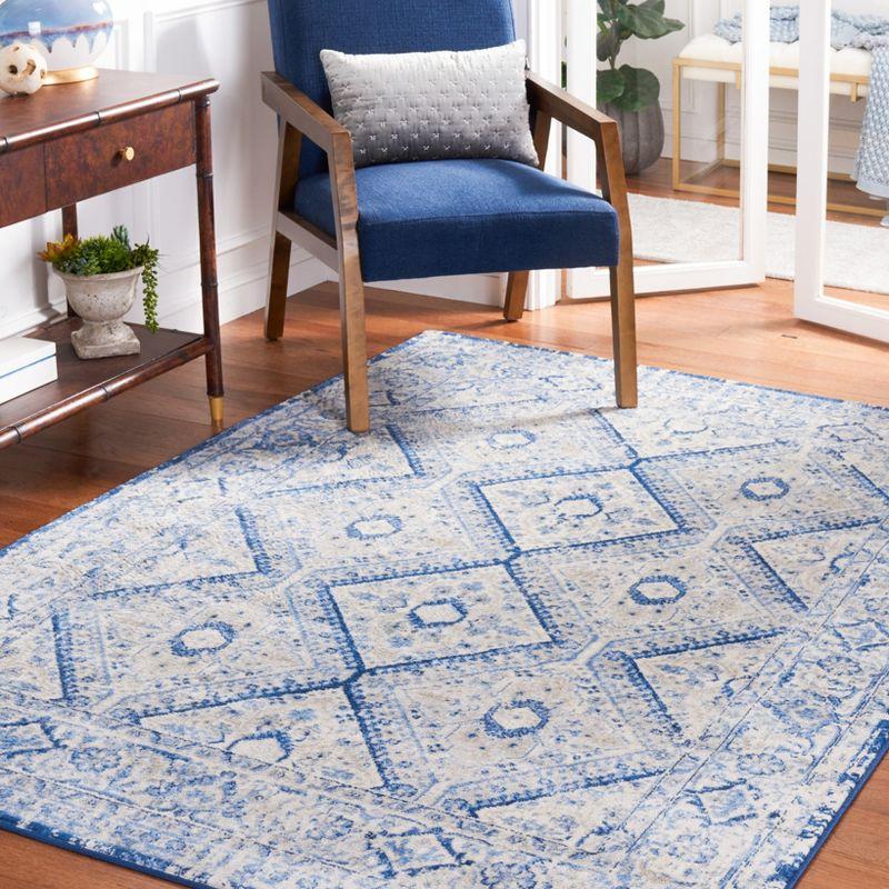 Brentwood Blue and Ivory Hand-Knotted Synthetic Area Rug 4' x 6'