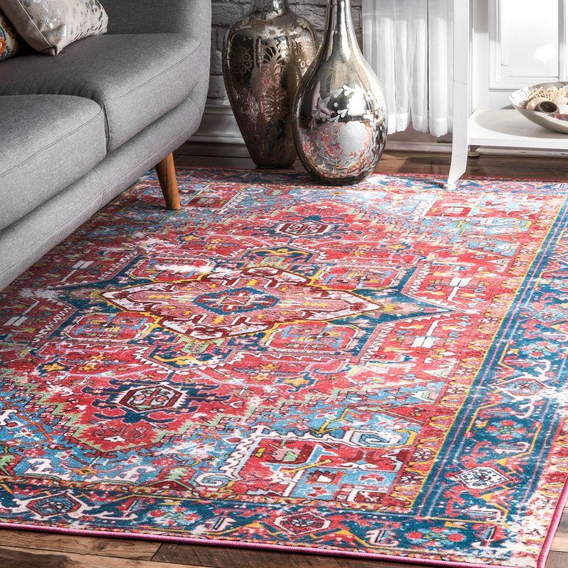 Red 40" Non-Slip Synthetic Persian Area Rug