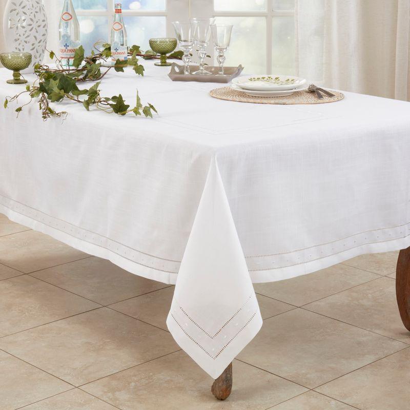 Saro Lifestyle Classic Hemstitch with Embroidered Border Tablecloth