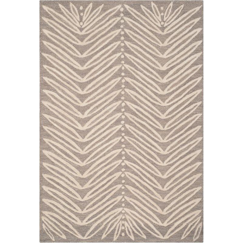 Martha Stewart Chevron Leaves - MSR3612 - Indoor Hand Tufted Area Rugs - Chamois Beige - 5'x8'