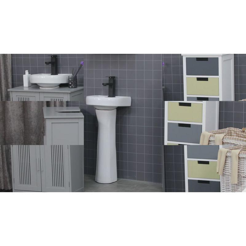 TONY'S APPLIANCES Modern Under Sink Cabinet with 2 Doors, Pedestal Under Sink Bathroom Cupboard, Bathroom Vanity Cabinet with Adjustable Shelves