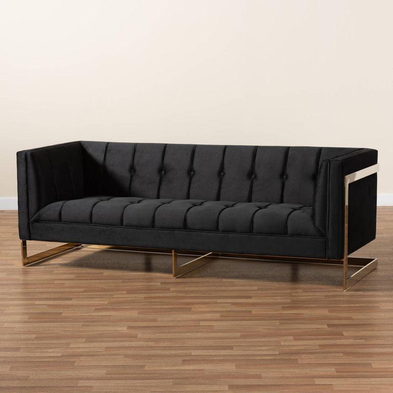 Ambra Velvet Upholstered Sofa: Gold-Tone Frame, No Assembly - Baxton Studio