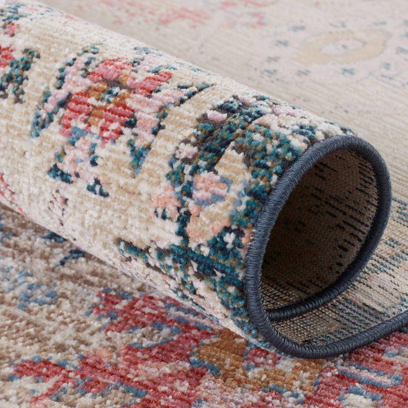 9'6"x12'7" Elva Indoor/Outdoor Oriental Area Rug Tan/Blue - Jaipur Living: Traditional Floral Medium Pile Rug
