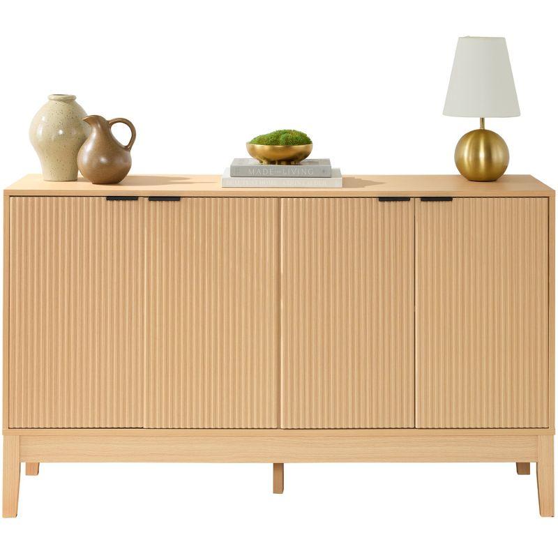Best Choice Products 4-Door Reeded Storage Cabinet w/ Soft-Close Doors, Multipurpose Accent Furniture - Natural