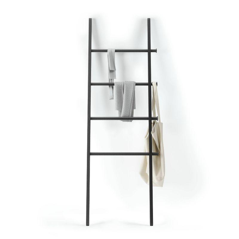 Leana Black Wood and Steel Towel Stand