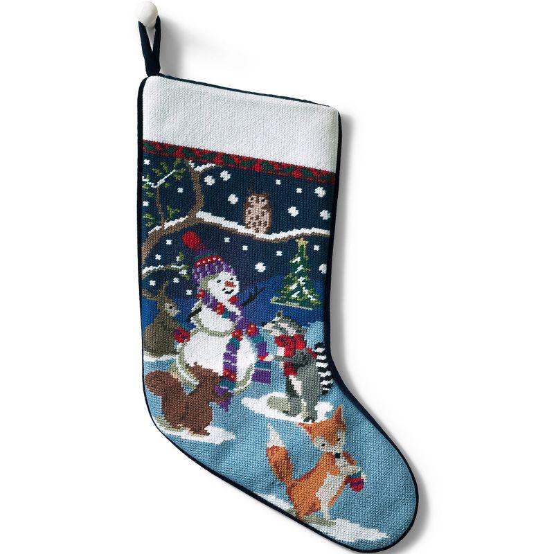 Festive Needlepoint Christmas Stocking with Snowman and Critters