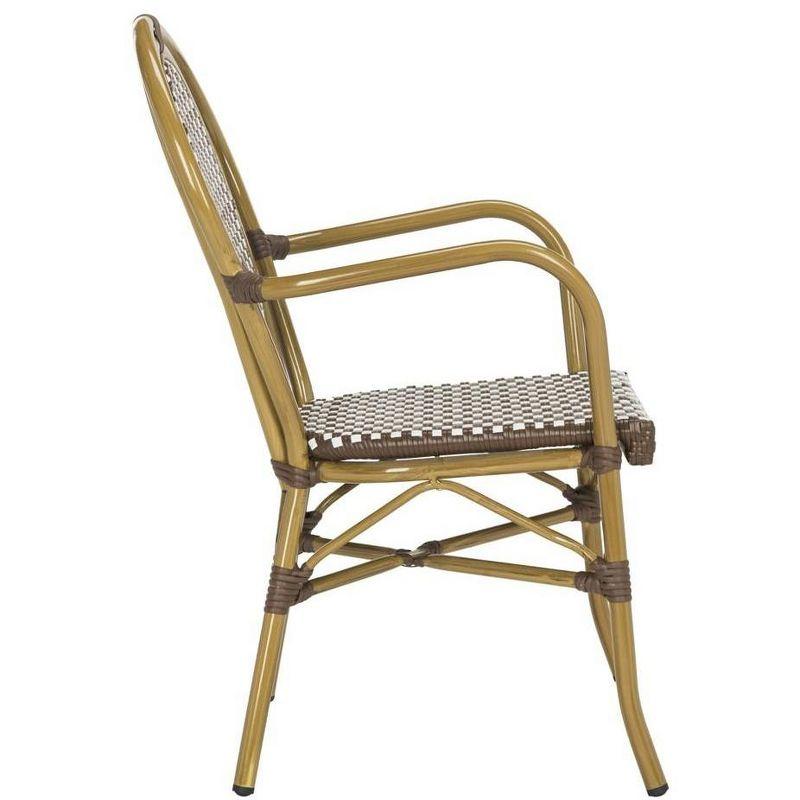 Côte d'Azur Inspired Brown & White Wicker Bistro Arm Chair