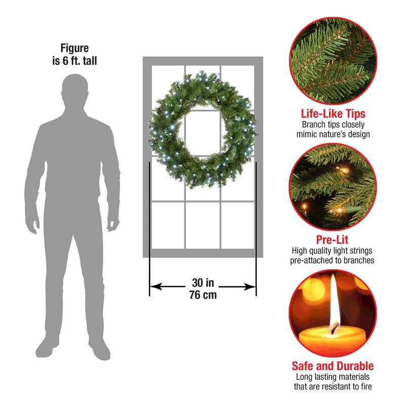 30" Prelit LED Memory Shape Norwood Fir Christmas Wreath White Lights - National Tree Company