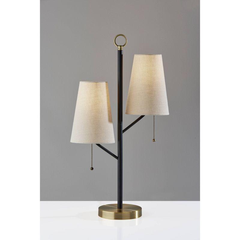 Daniel 27" Black and Antique Brass Table Lamp with Cream Shades