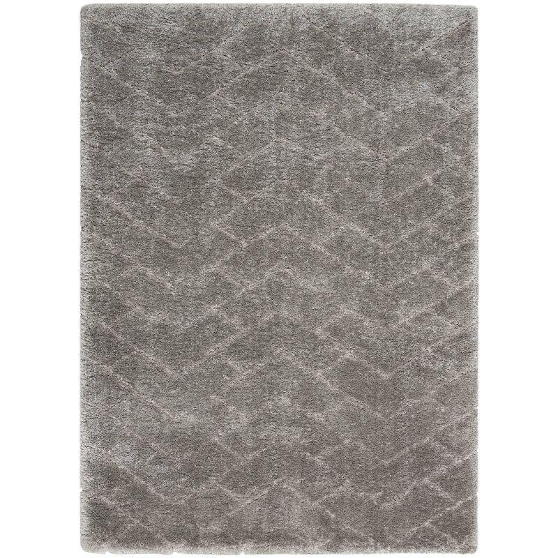 Gray Chevron Pattern Shag Area Rug 5'3" x 7'3"