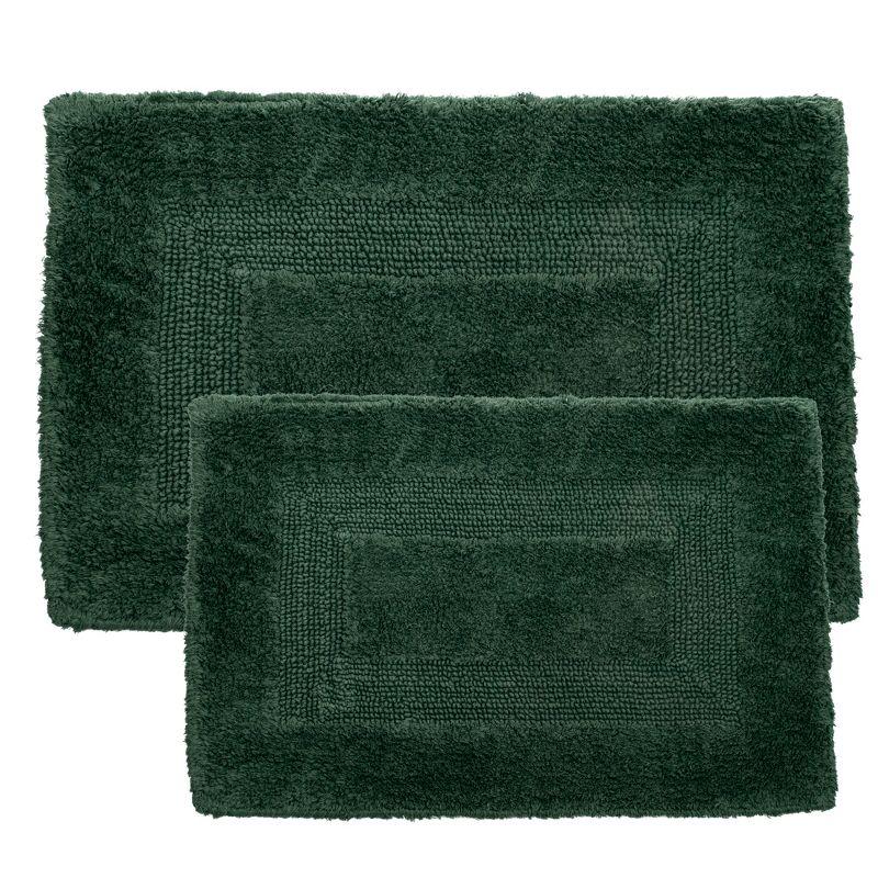 Lavish Home 2-pc Cotton Bath Mat Set - Machine Washable for Bathroom, Kitchen, or Laundry Room