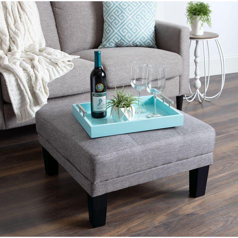 Kate and Laurel Lipton Tray, 16.5x12.25, Light Teal and Silver