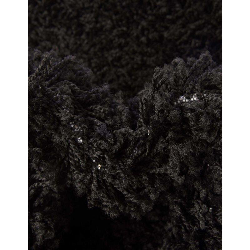 Unique Loom 4' 1 x 6' 1 Solid Shag Jet Black Area Rug