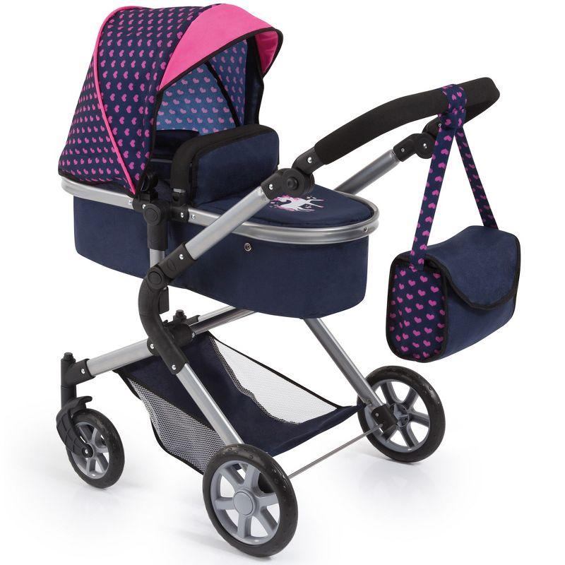Bayer Design Dolls: Pram Neo City W/ Shoulder Bag, Blue, Pink