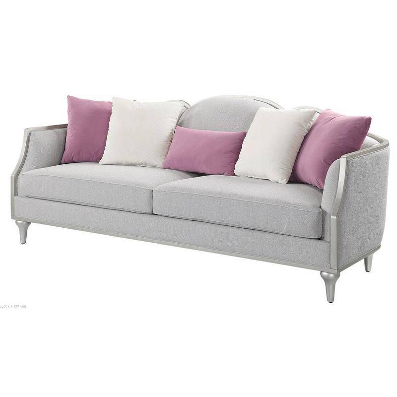94" Kasa Sofa Beige Linen, Champagne Finish & Accent Pillows - Acme Furniture