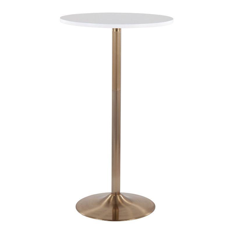 Pebble 24" Bar Height Table Gold/Whites - LumiSource: Modern Round Pedestal, MDF Top, Metal Frame, Seats 2