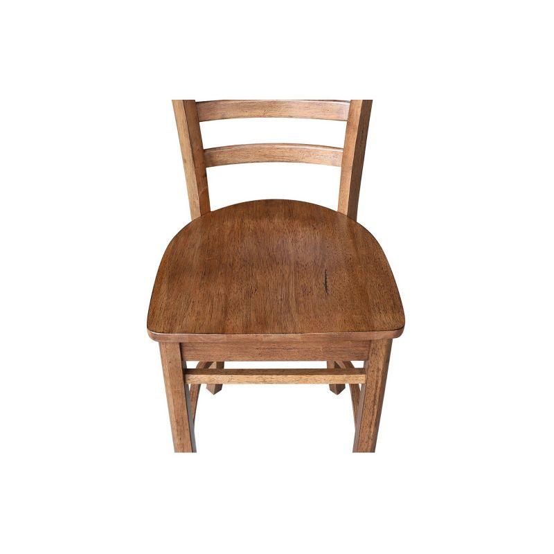 International Concepts 24" Emily Counter Height Barstool Distressed Oak: Hardwood Frame, Ladder-Back Design