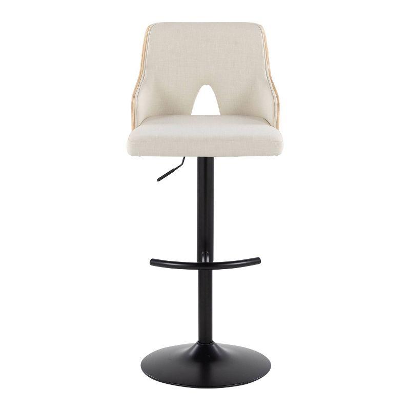 LumiSource Set of 2 Stella Adjustable Swivel Barstools Black/Natural Wood/Cream