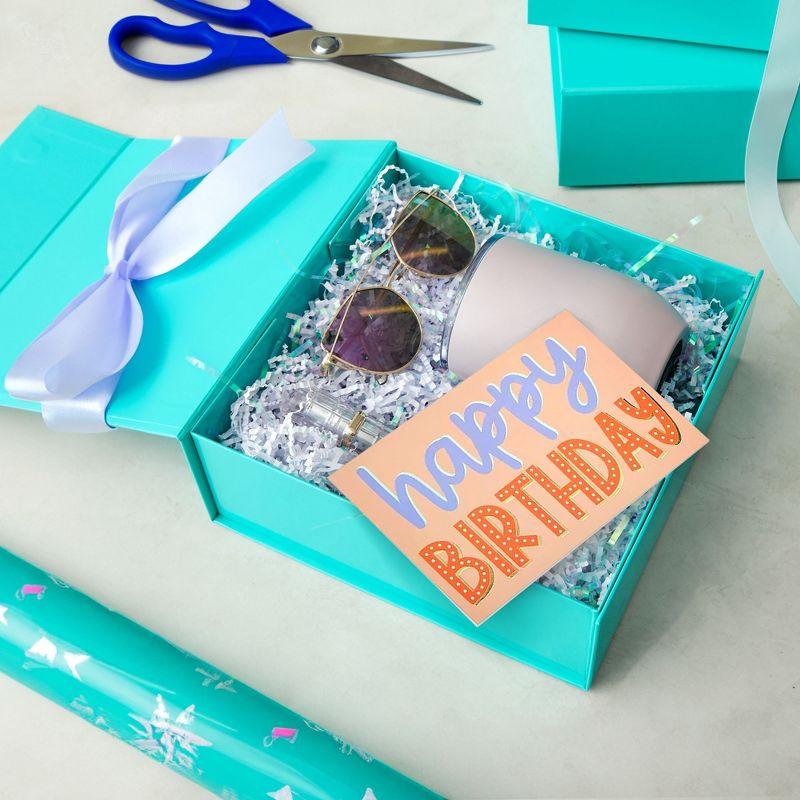 Stockroom Plus 6 Pack Proposal Boxes with Lid for Groomsmen, Bridesmaid, 9.5 x 9.5 x 3.5 Inch Glossy Teal Magnetic Gift Box