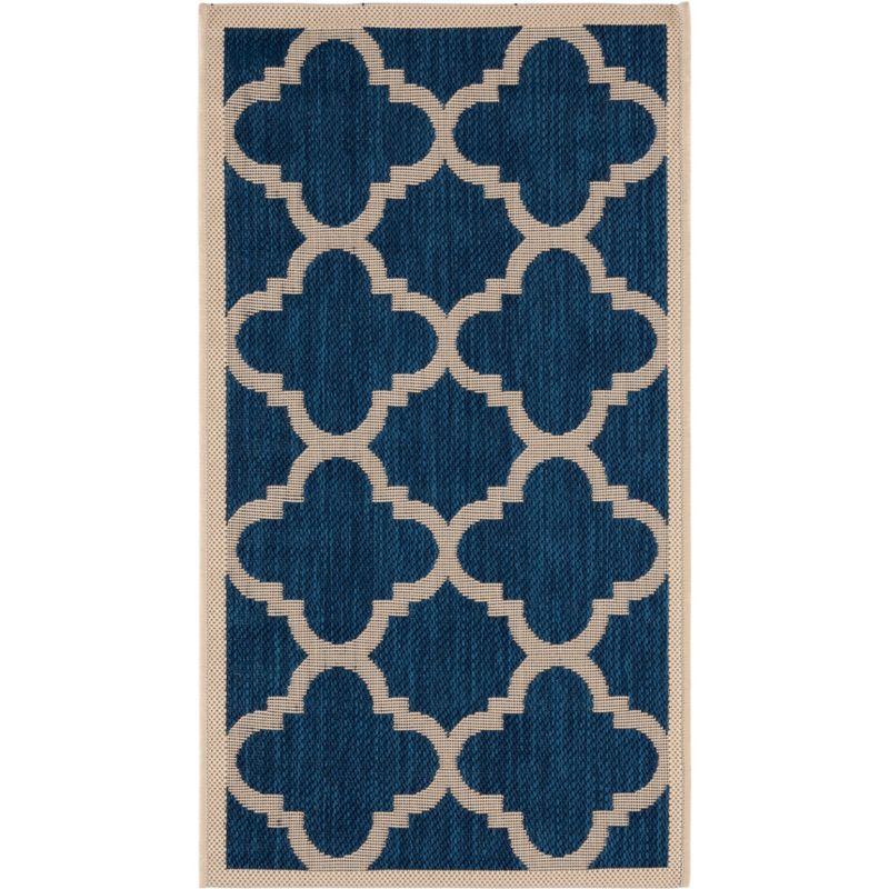 24" Chic Black Moroccan Tile Indoor/Outdoor Flatweave Rug