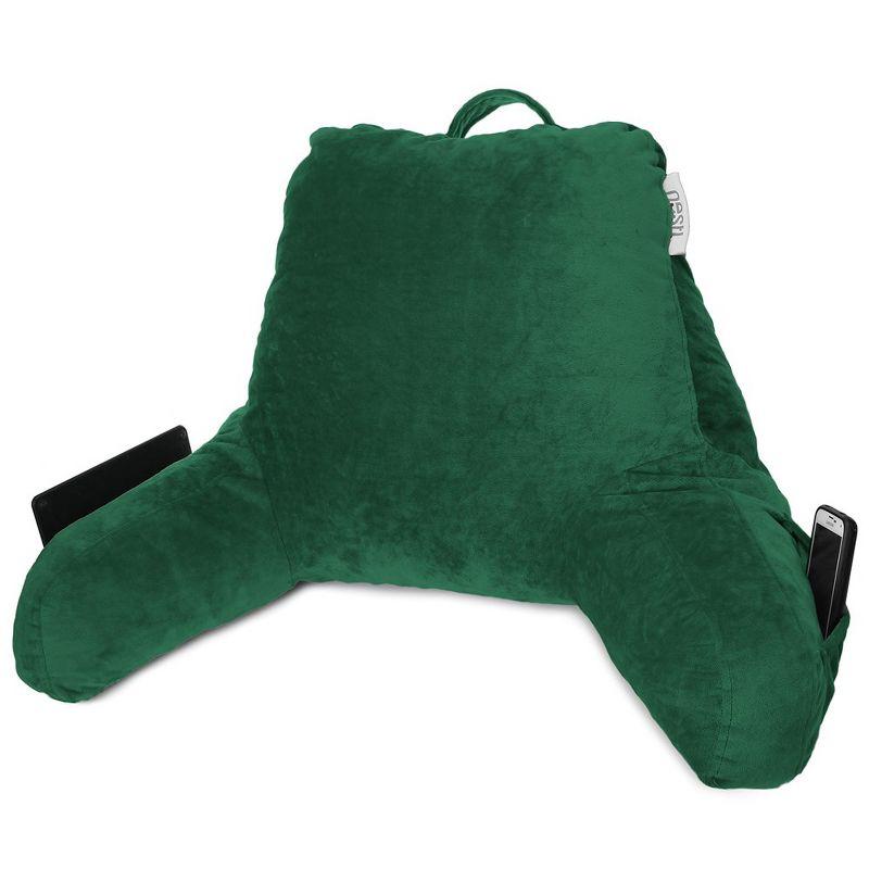 Nestl Memory Foam Reading Pillow for Kids, Small Reading & Bed Rest Pillow, Hunter green Back Pillow with Pockets