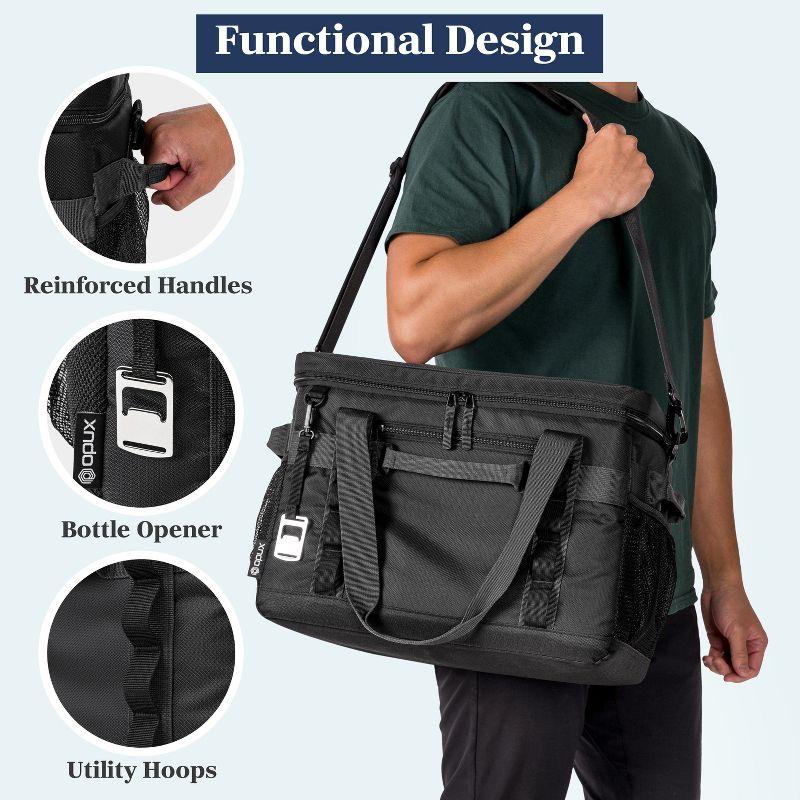 OPUX Soft Sided Cooler Bag, Insulated Collapsible Portable Leakproof with Shoulder Strap, Beach Camping Travel Road Trips (Black, 60 Cans)
