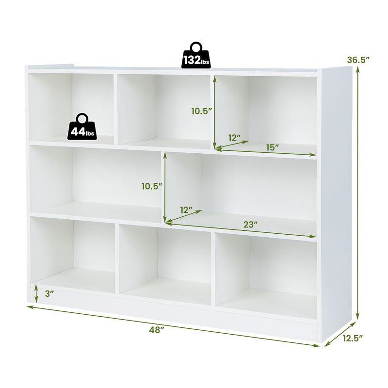 Costway 3-tier Open Bookcase 8-Cube Floor Standing Storage Shelves Display Cabinet White