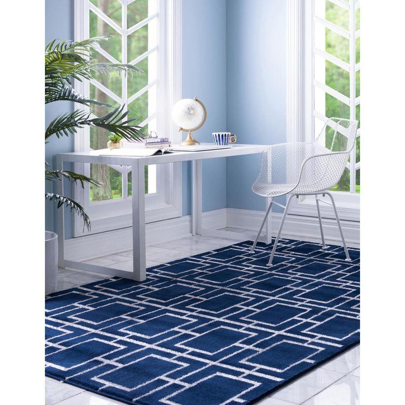 Glam Navy Blue Silver Area Rug