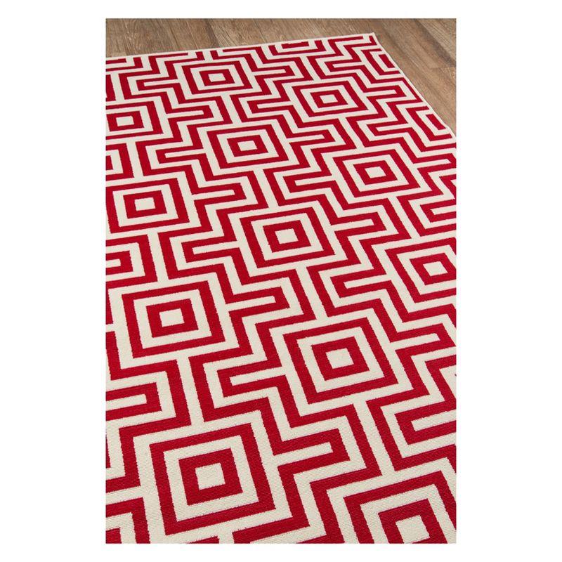 Vibrant Red Nautical Trellis 2'3"x4'6" Outdoor Rug