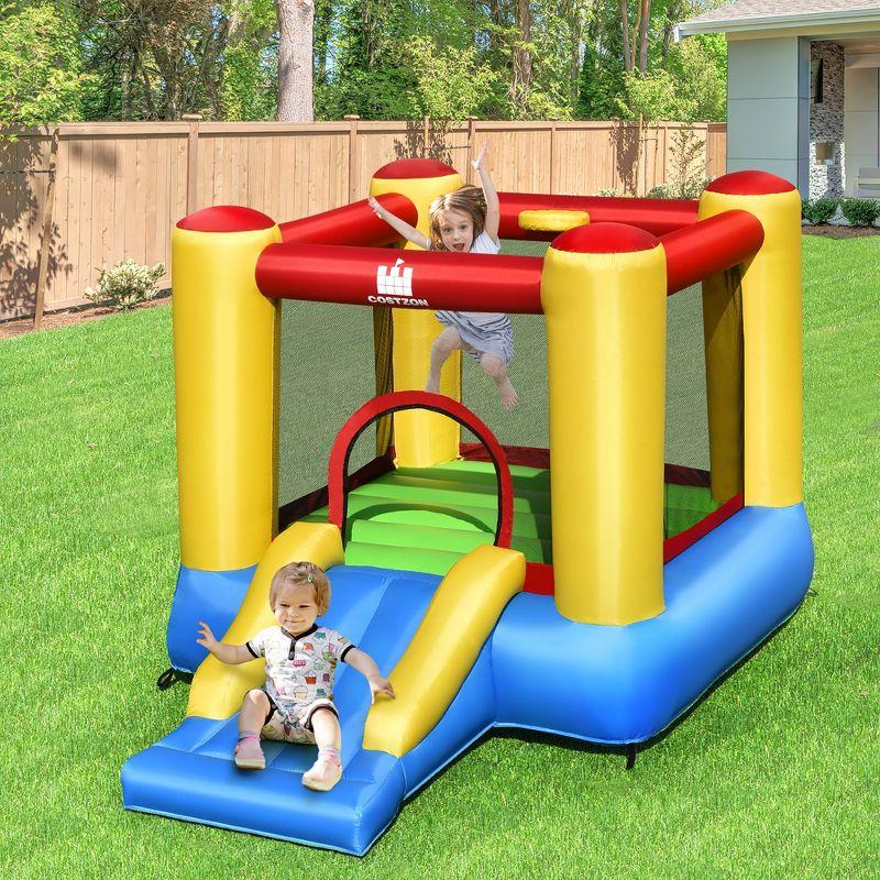 Costway Inflatable Bouncer Kids Bounce House Jumping Castle Slide with 480W Blower