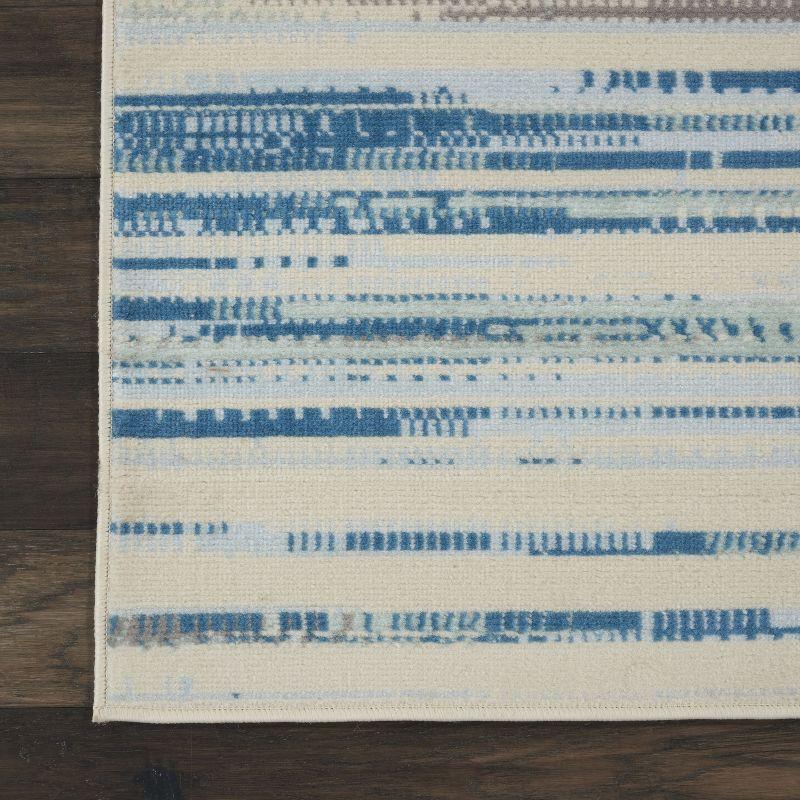 Nourison Jubilant 7'10" x 9'10" (8' x 10') Blue Area Rug Coastal Contemporary Striped by Nourison