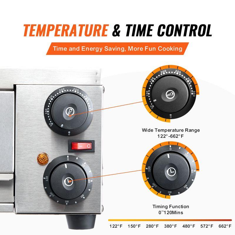 VEVOR Electric Pizza Oven for Countertops, 12-inch, 1500W, with Temp Control & 0-120 Min Timer, Even Baking Technology & Easy Clean Crumb Tray