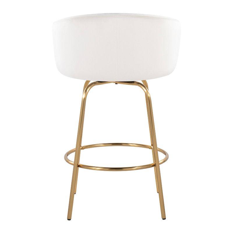 Set of 2 Claire Counter Height Barstools Gold/Cream - LumiSource: Fixed-Height, Swivel, Velvet Upholstery