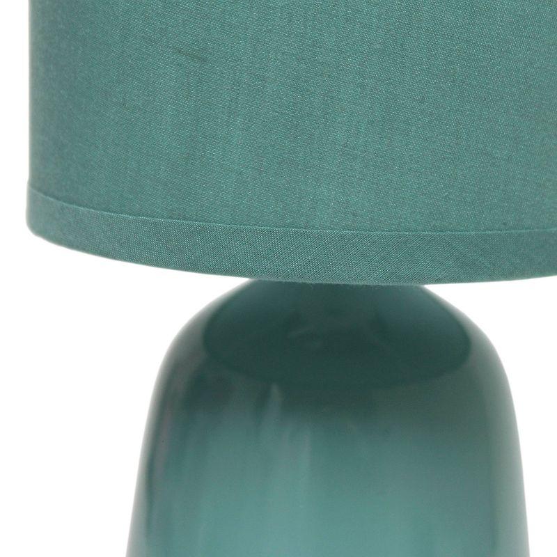 10.04" Traditional Ceramic Thimble Base Bedside Table Desk Lamp with Matching Fabric Shade Light Aqua Blue - Simple Designs: ETL Listed