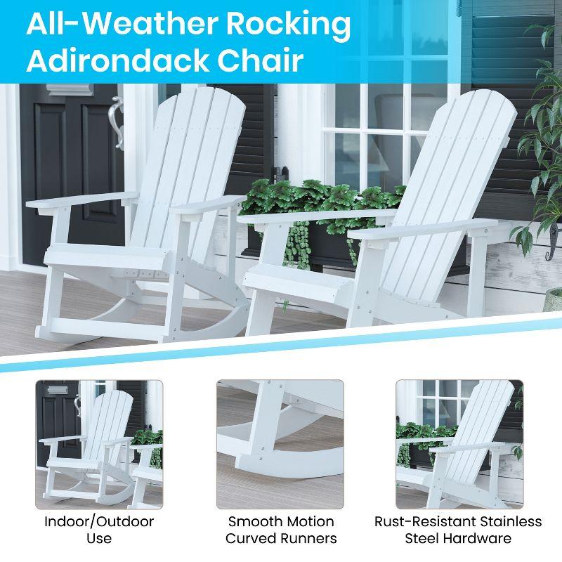 Beachcrest Home™ Longmire Set of 4 Poly Resin Adirondack Rocking Chairs with 1 Side Table