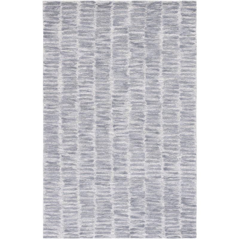 Gray Hand-Tufted Wool Rectangular Area Rug, 5' x 8'