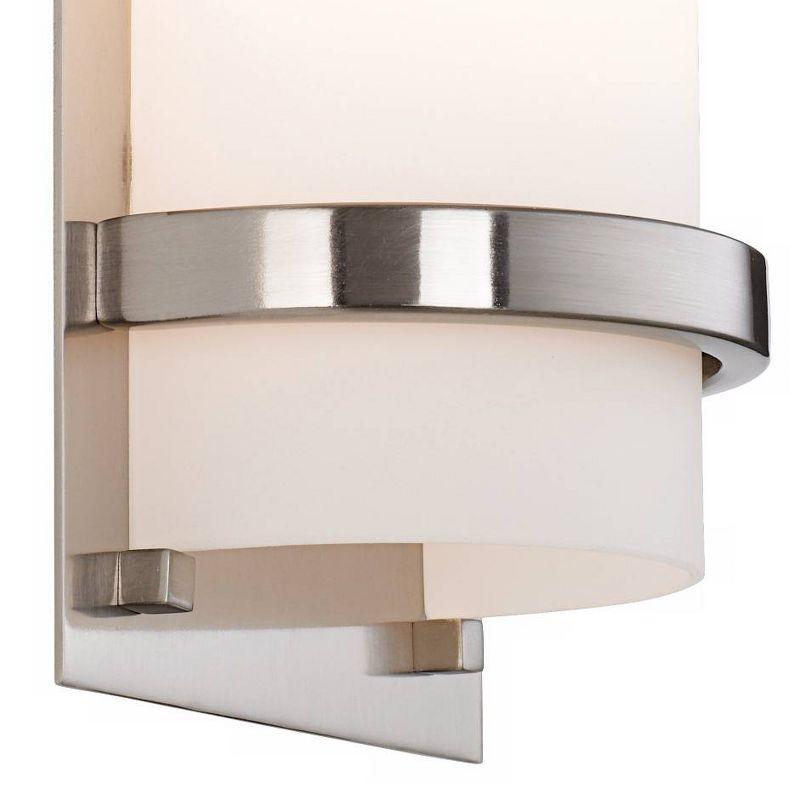 Minka Lavery Modern Wall Light Sconce Brushed Nickel Hardwired 6 3/4" Fixture Etched Opal Glass Shade for Bedroom Bathroom Reading