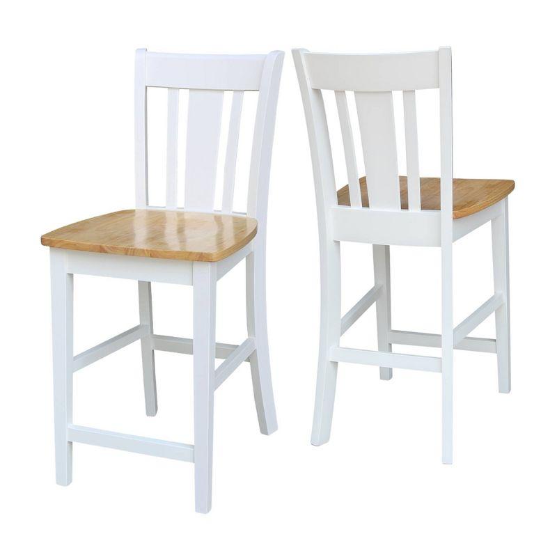 International Concepts 24" San Remo Counter Height Barstool White/Natural: Hardwood Frame, Armless Design, Fixed Seat Height