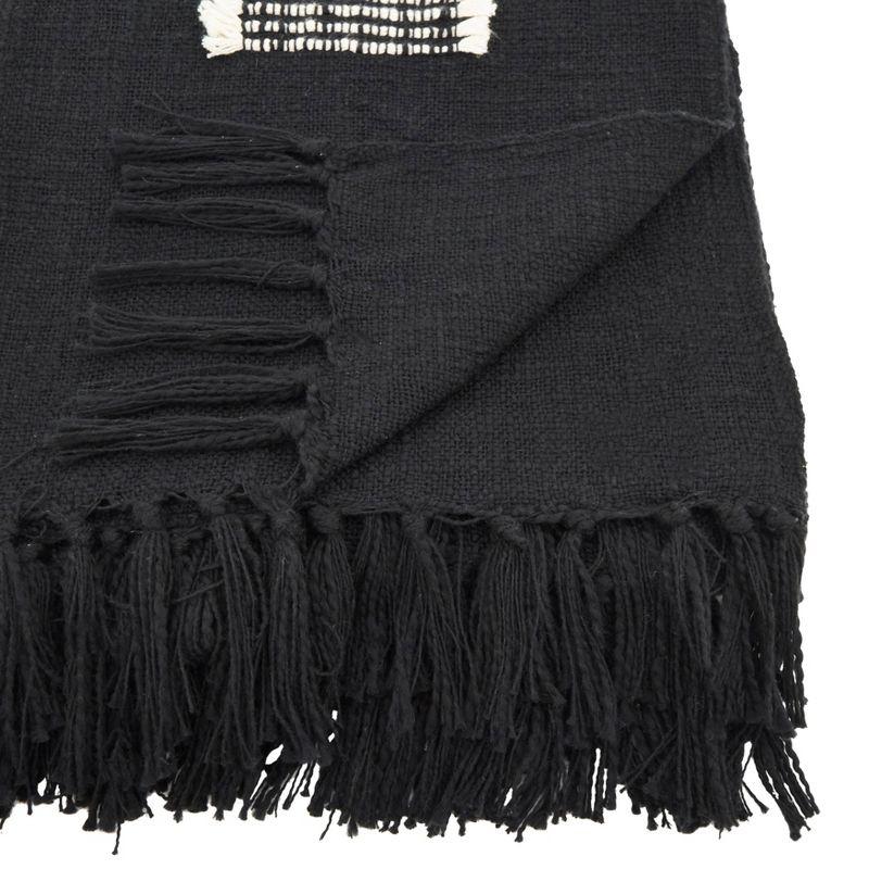 50"x60" Cotton Throw Blanket with Fringed Lines - Saro Lifestyle