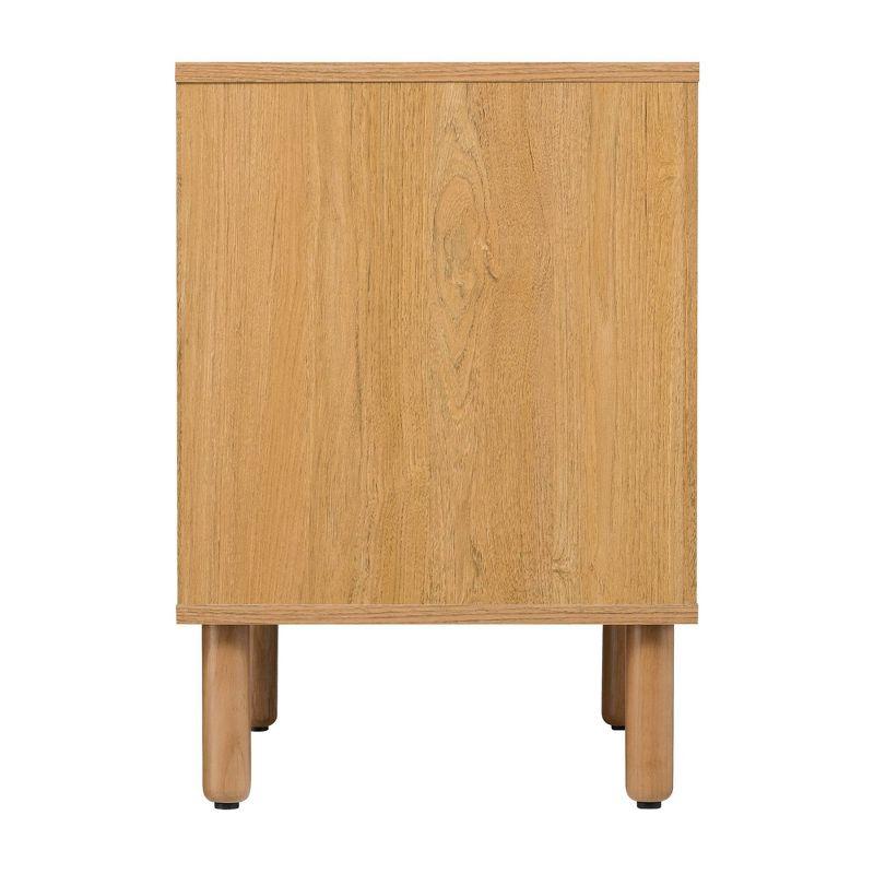 Sango Sango Orre 2-Drawer Solid Wood Nightstand, With Rattan, Cylicndrical Wooden Legs