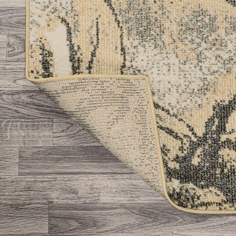 3' x 5' Marmo Abstract Marbled Modern Area Rug, Gold/Gray - JONATHAN Y